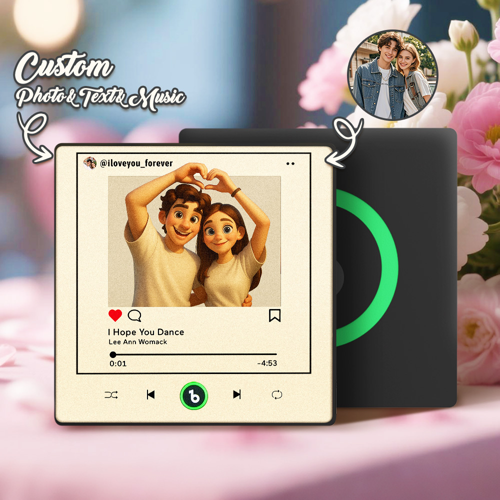Personalisiertes Fotoalbum Im Cartoon-instagram-stil, Kühlschrankmagnet, Musik-wandfotoaufkleber, Musikbewegung, Die Ohne Handy Abgespielt Werden Kann, Musik-kühlschrankmagnet Pro Kann Lieder Abspielen, Das Beste Geschenk Für Den Liebhaber - DePhotoBoxer