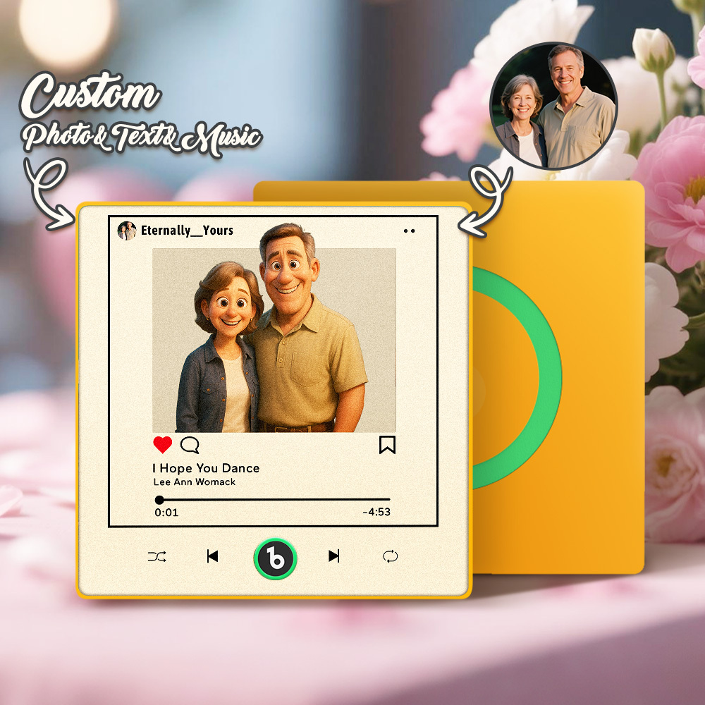 Personalisiertes Fotoalbum Im Cartoon-instagram-stil, Kühlschrankmagnet, Musik-wandfotoaufkleber, Musikbewegung, Die Ohne Handy Abgespielt Werden Kann, Musik-kühlschrankmagnet Pro Kann Lieder Abspielen, Das Beste Geschenk Für Den Liebhaber - DePhotoBoxer