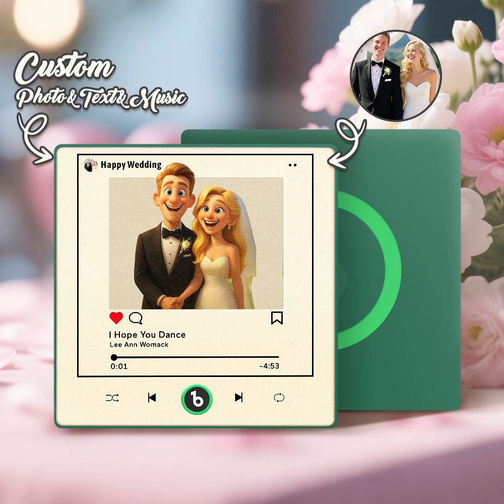 Personalisiertes Fotoalbum Im Cartoon-instagram-stil, Kühlschrankmagnet, Musik-wandfotoaufkleber, Musikbewegung, Die Ohne Handy Abgespielt Werden Kann, Musik-kühlschrankmagnet Pro Kann Lieder Abspielen, Das Beste Geschenk Für Den Liebhaber - DePhotoBoxer