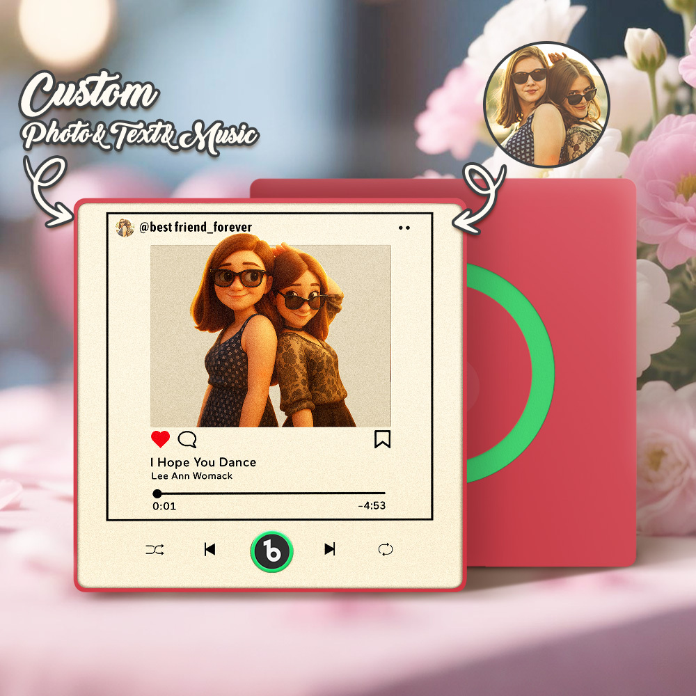 Personalisiertes Fotoalbum Im Cartoon-instagram-stil, Kühlschrankmagnet, Musik-wandfotoaufkleber, Musikbewegung, Die Ohne Handy Abgespielt Werden Kann, Musik-kühlschrankmagnet Pro Kann Lieder Abspielen, Das Beste Geschenk Für Den Liebhaber - DePhotoBoxer