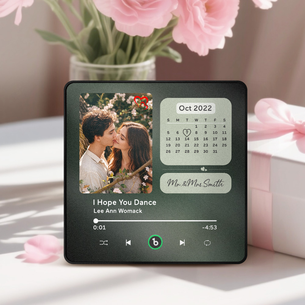 Benutzerdefinierter Musik-kühlschrankmagnet, Personalisierter Fotokalender-kühlschrankmagnet Mit Musik, Der Songkalendergeschenke Zum Jahrestag Für Paare Abspielen Kann - DePhotoBoxer