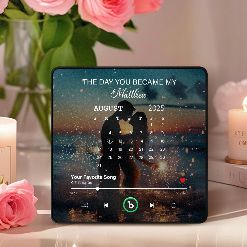 Personalisierter Musik-kühlschrankmagnet Mit Kalenderfoto, „der Tag, An Dem Du Mein Xx Wurdest", Kühlschrankmagnet Kann Lieder Abspielen, Jubiläumsgeschenke - DePhotoBoxer