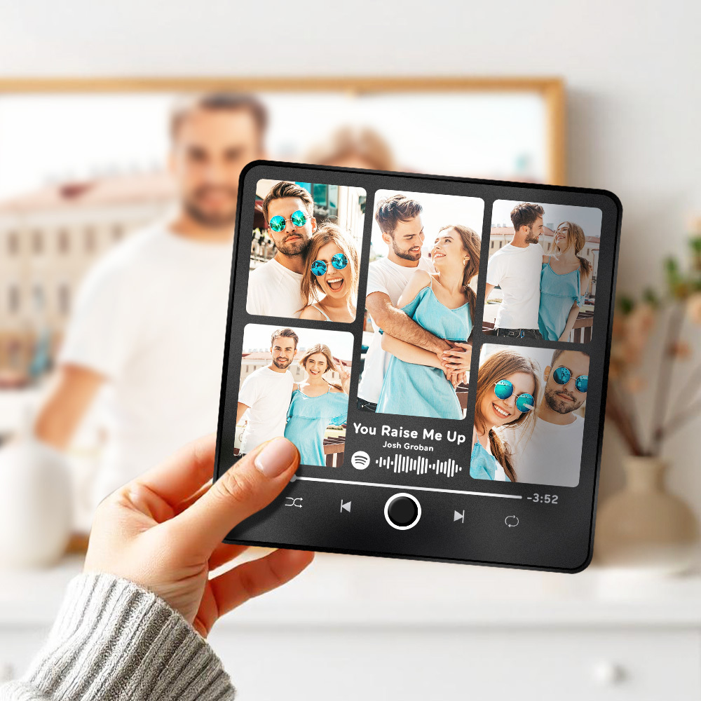 Personalisierter Fotoalbum-kühlschrankmagnet, Musik-wand-fotoaufkleber, Musikbewegung, Die Ohne Handy Abgespielt Werden Kann, Musik-kühlschrankmagnet, Pro Kann Lieder Abspielen, Weihnachtsgeschenk Für Sie - DePhotoBoxer