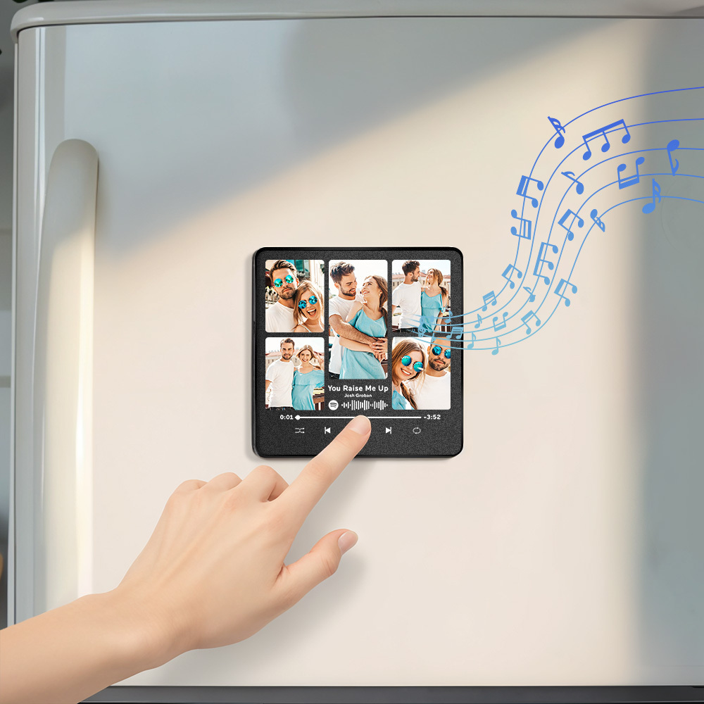 Personalisierter Fotoalbum-kühlschrankmagnet, Musik-wand-fotoaufkleber, Musikbewegung, Die Ohne Handy Abgespielt Werden Kann, Musik-kühlschrankmagnet, Pro Kann Lieder Abspielen, Weihnachtsgeschenk Für Sie - DePhotoBoxer
