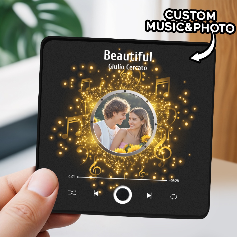 Personalisierter Fotoalbum-kühlschrankmagnet, Musik-wand-fotoaufkleber, Musikbewegung, Die Ohne Handy Abgespielt Werden Kann, Musik-kühlschrankmagnet, Pro Kann Lieder Abspielen, Weihnachtsgeschenk Für Sie - DePhotoBoxer