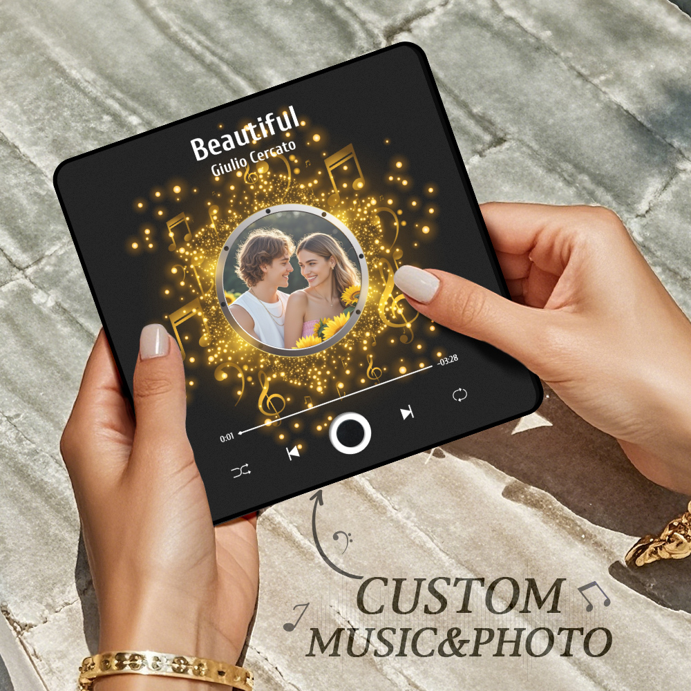 Personalisierter Fotoalbum-kühlschrankmagnet, Musik-wand-fotoaufkleber, Musikbewegung, Die Ohne Handy Abgespielt Werden Kann, Musik-kühlschrankmagnet, Pro Kann Lieder Abspielen, Weihnachtsgeschenk Für Sie - DePhotoBoxer