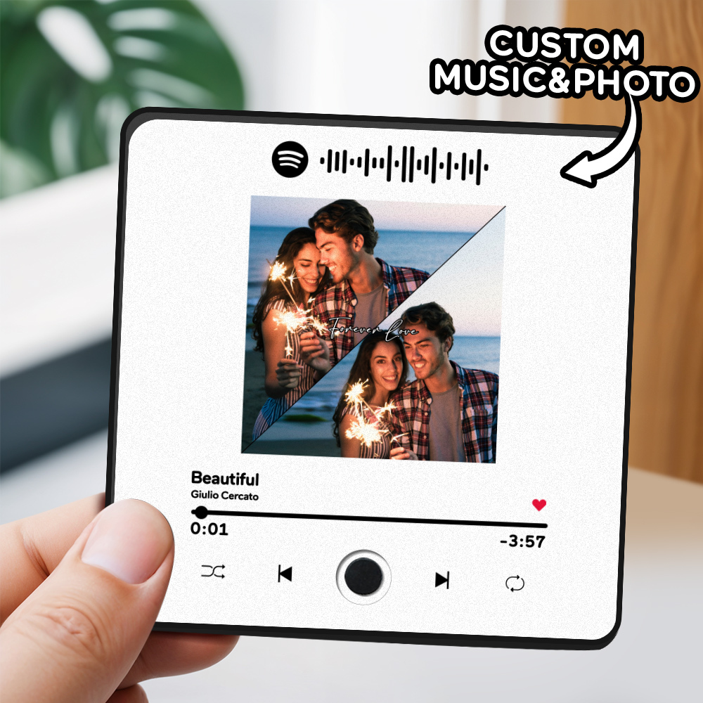 Personalisierter Fotoalbum-kühlschrankmagnet, Musik-wand-fotoaufkleber, Musikbewegung, Die Ohne Handy Abgespielt Werden Kann, Musik-kühlschrankmagnet, Pro Kann Lieder Abspielen, Weihnachtsgeschenk Für Sie - DePhotoBoxer