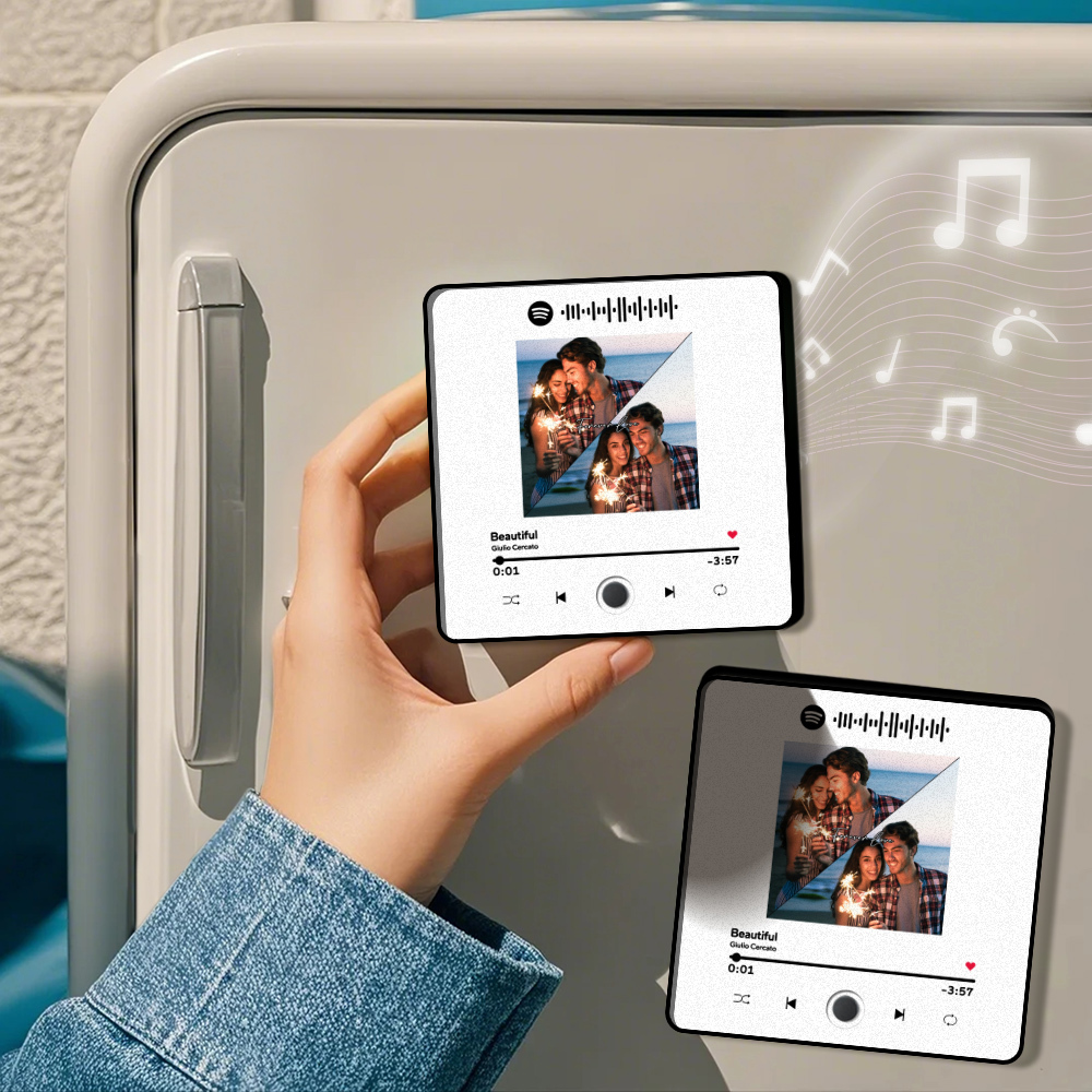 Personalisierter Fotoalbum-kühlschrankmagnet, Musik-wand-fotoaufkleber, Musikbewegung, Die Ohne Handy Abgespielt Werden Kann, Musik-kühlschrankmagnet, Pro Kann Lieder Abspielen, Weihnachtsgeschenk Für Sie - DePhotoBoxer