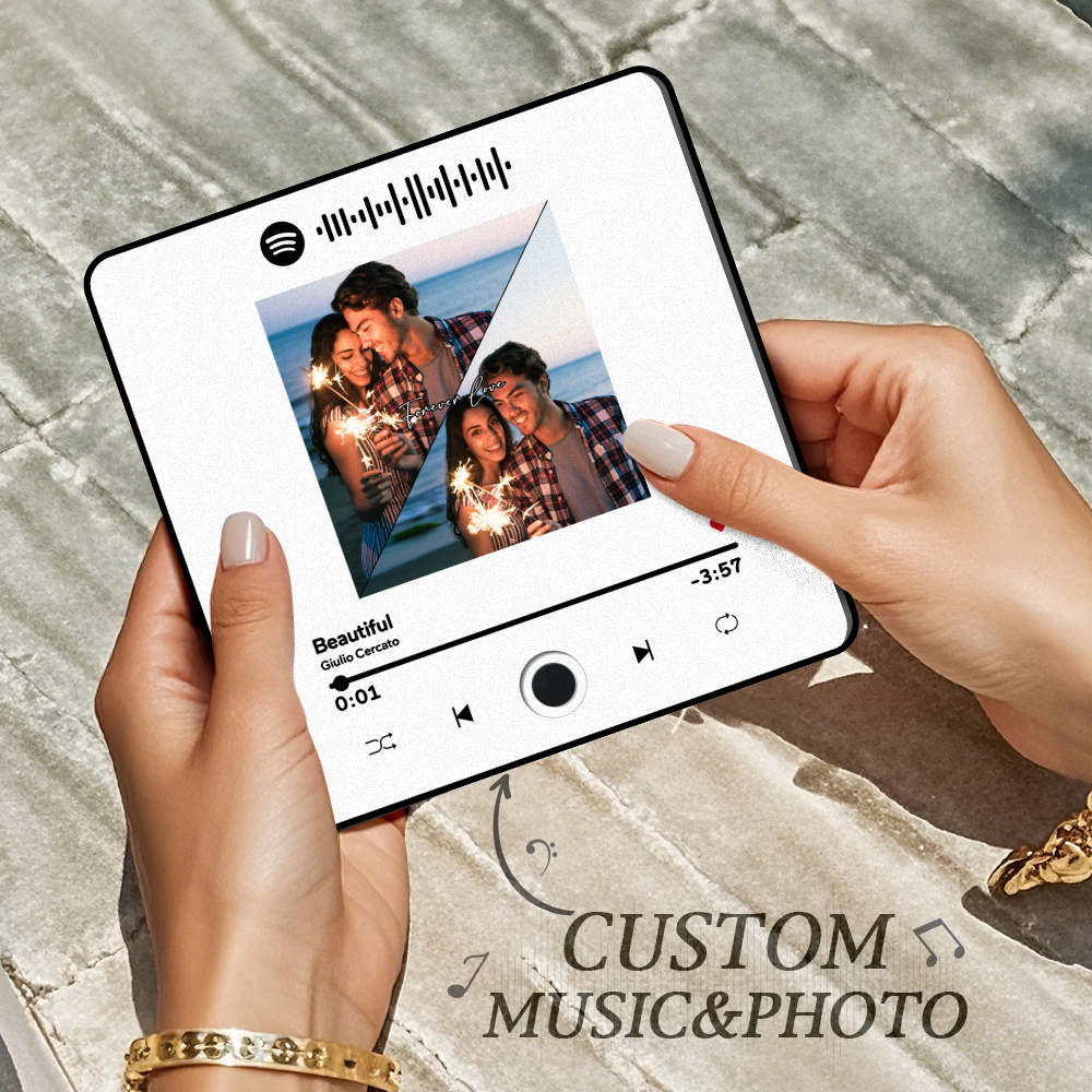 Personalisierter Fotoalbum-kühlschrankmagnet, Musik-wand-fotoaufkleber, Musikbewegung, Die Ohne Handy Abgespielt Werden Kann, Musik-kühlschrankmagnet, Pro Kann Lieder Abspielen, Weihnachtsgeschenk Für Sie - DePhotoBoxer