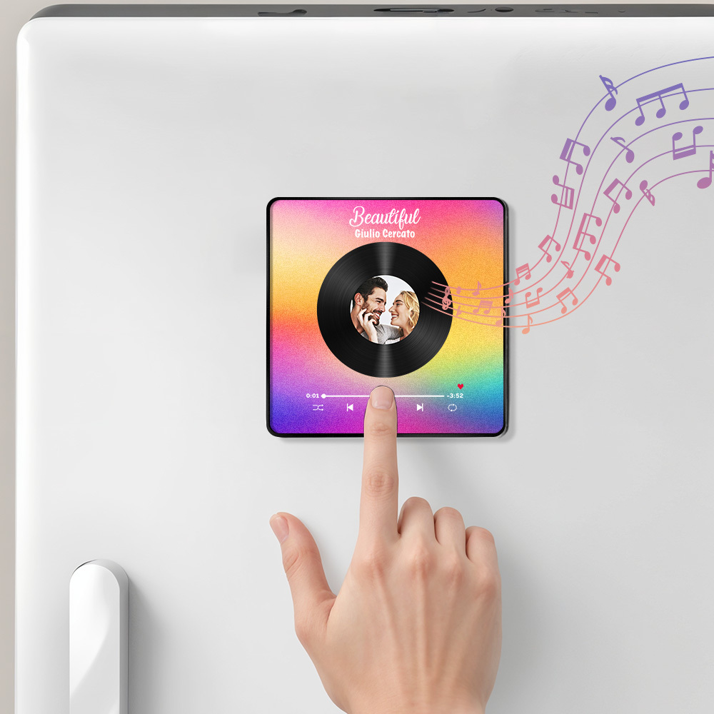 Personalisierter Fotoalbum-kühlschrankmagnet, Musik-wand-fotoaufkleber, Musikbewegung, Die Ohne Handy Abgespielt Werden Kann, Musik-kühlschrankmagnet, Pro Kann Lieder Abspielen, Weihnachtsgeschenk Für Sie - DePhotoBoxer
