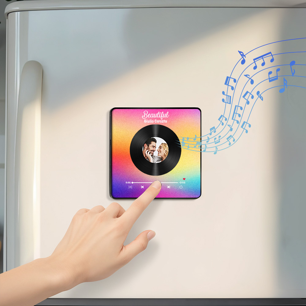 Personalisierter Fotoalbum-kühlschrankmagnet, Musik-wand-fotoaufkleber, Musikbewegung, Die Ohne Handy Abgespielt Werden Kann, Musik-kühlschrankmagnet, Pro Kann Lieder Abspielen, Weihnachtsgeschenk Für Sie - DePhotoBoxer