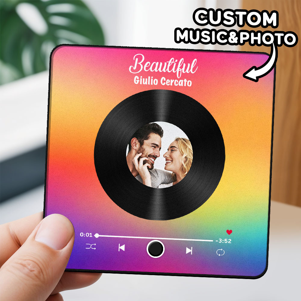 Personalisierter Fotoalbum-kühlschrankmagnet, Musik-wand-fotoaufkleber, Musikbewegung, Die Ohne Handy Abgespielt Werden Kann, Musik-kühlschrankmagnet, Pro Kann Lieder Abspielen, Weihnachtsgeschenk Für Sie - DePhotoBoxer