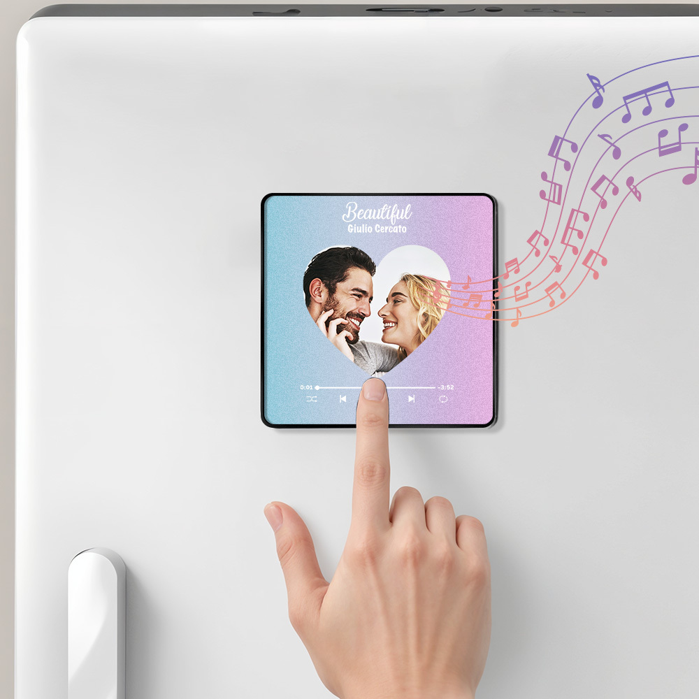 Personalisierter Fotoalbum-kühlschrankmagnet, Musik-wand-fotoaufkleber, Musikbewegung, Die Ohne Handy Abgespielt Werden Kann, Musik-kühlschrankmagnet, Pro Kann Lieder Abspielen, Weihnachtsgeschenk Für Sie - DePhotoBoxer