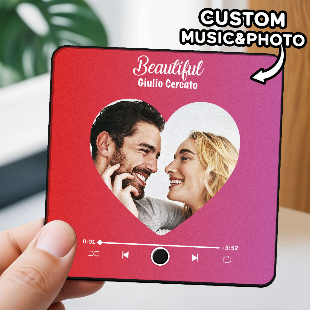 Personalisierter Fotoalbum-kühlschrankmagnet, Musik-wand-fotoaufkleber, Musikbewegung, Die Ohne Handy Abgespielt Werden Kann, Musik-kühlschrankmagnet, Pro Kann Lieder Abspielen, Weihnachtsgeschenk Für Sie - DePhotoBoxer