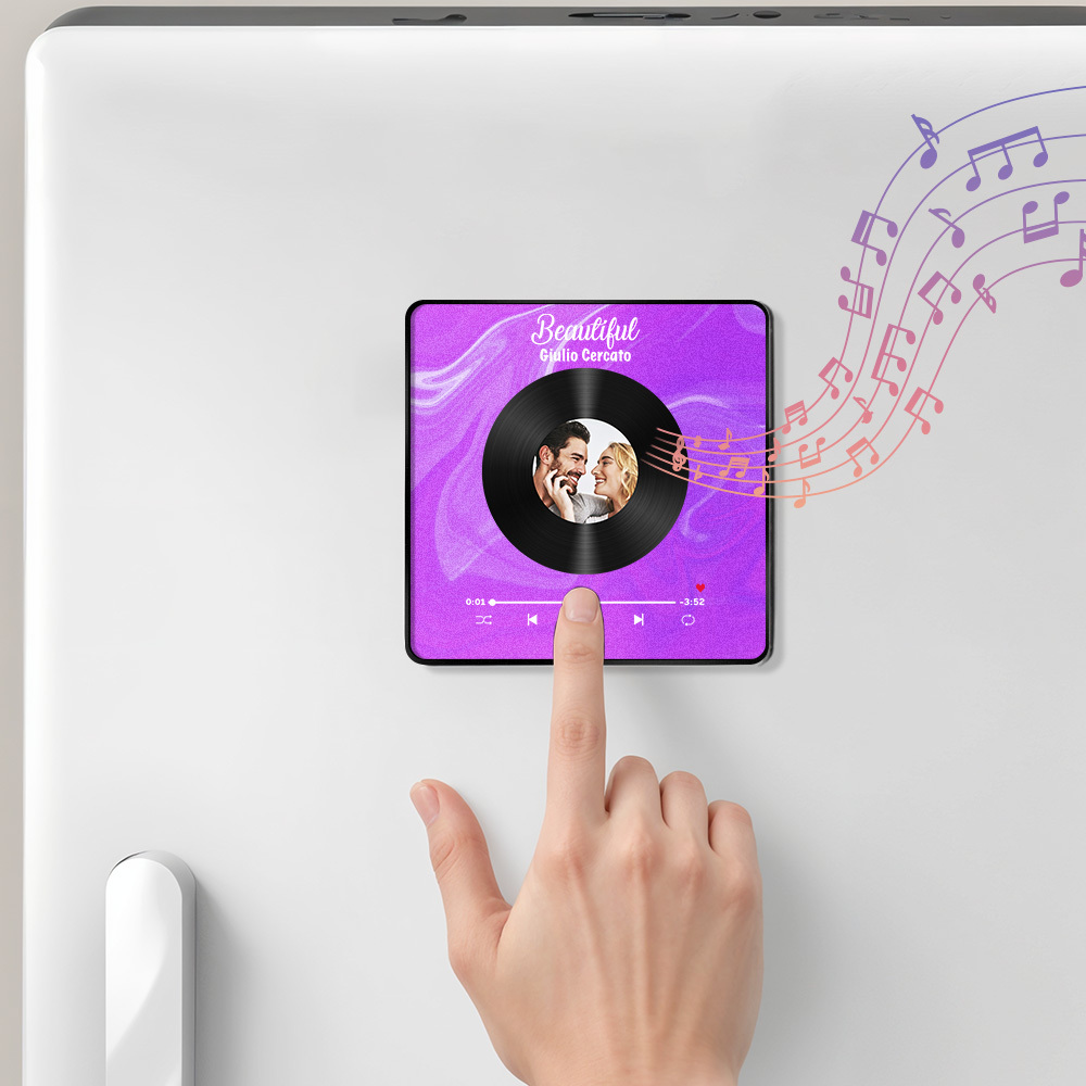Personalisierter Fotoalbum-kühlschrankmagnet, Musik-wand-fotoaufkleber, Musikbewegung, Die Ohne Handy Abgespielt Werden Kann, Musik-kühlschrankmagnet, Pro Kann Lieder Abspielen, Weihnachtsgeschenk Für Sie - DePhotoBoxer