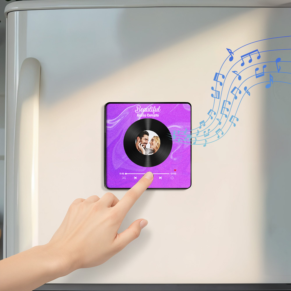 Personalisierter Fotoalbum-kühlschrankmagnet, Musik-wand-fotoaufkleber, Musikbewegung, Die Ohne Handy Abgespielt Werden Kann, Musik-kühlschrankmagnet, Pro Kann Lieder Abspielen, Weihnachtsgeschenk Für Sie - DePhotoBoxer