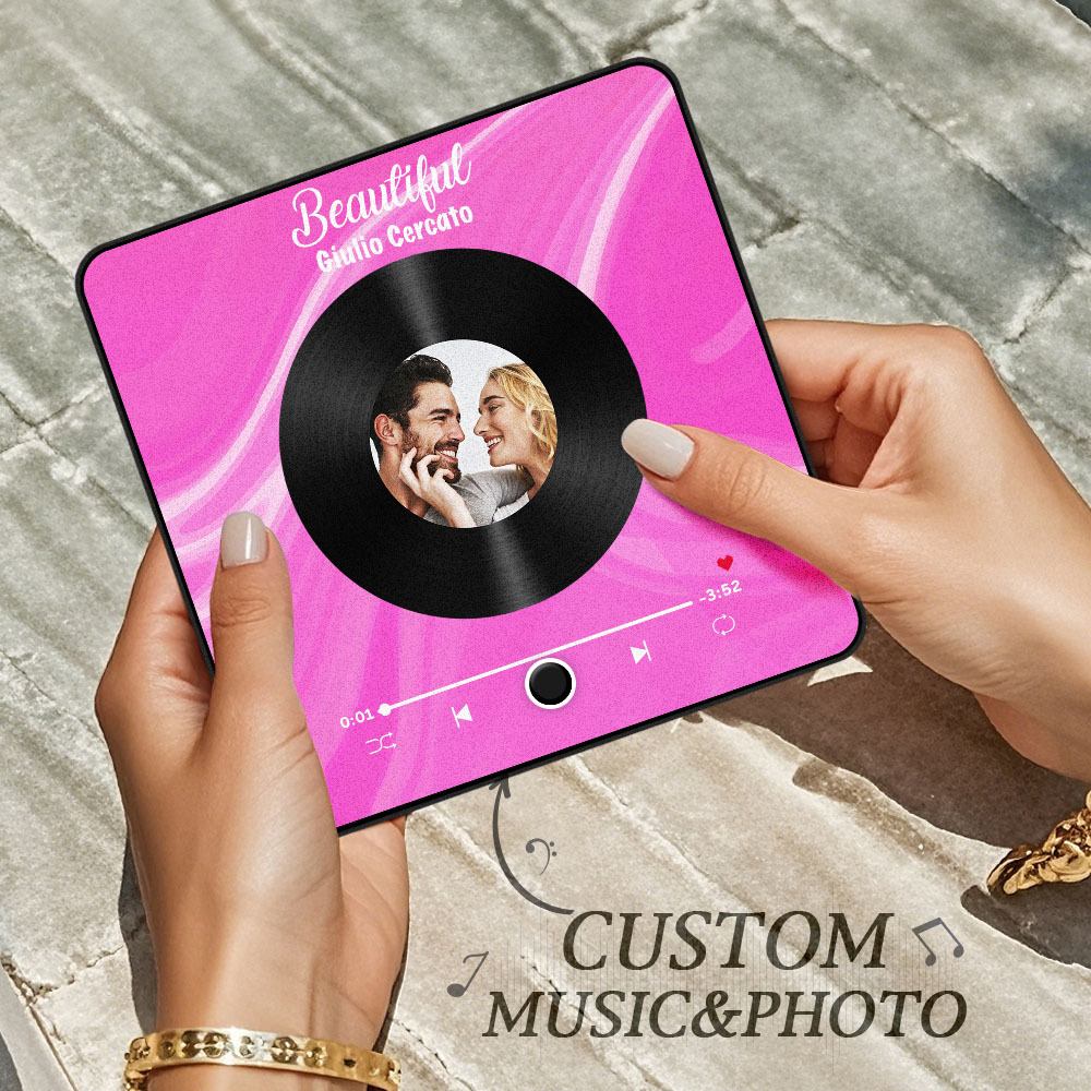 Personalisierter Fotoalbum-kühlschrankmagnet, Musik-wand-fotoaufkleber, Musikbewegung, Die Ohne Handy Abgespielt Werden Kann, Musik-kühlschrankmagnet, Pro Kann Lieder Abspielen, Weihnachtsgeschenk Für Sie - DePhotoBoxer