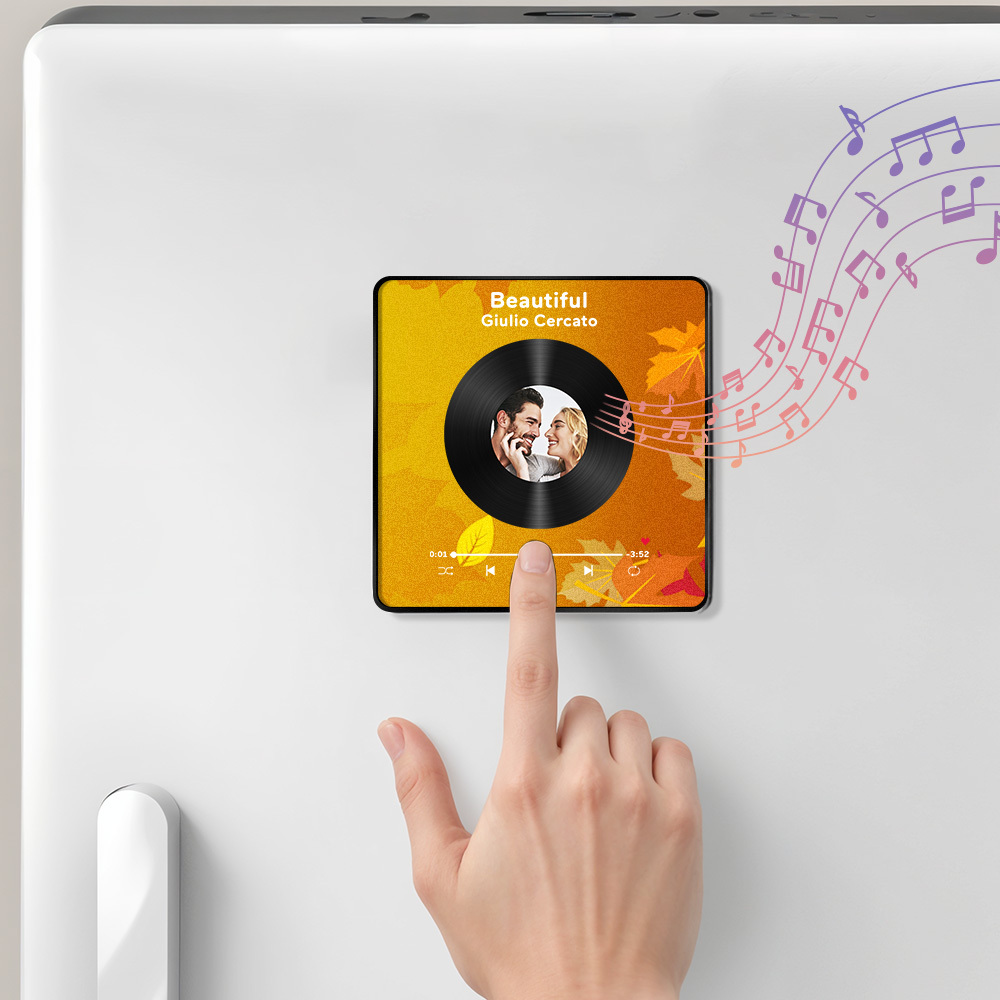 Personalisierter Fotoalbum-kühlschrankmagnet, Musik-wand-fotoaufkleber, Musikbewegung, Die Ohne Handy Abgespielt Werden Kann, Musik-kühlschrankmagnet, Pro Kann Lieder Abspielen, Weihnachtsgeschenk Für Sie - DePhotoBoxer