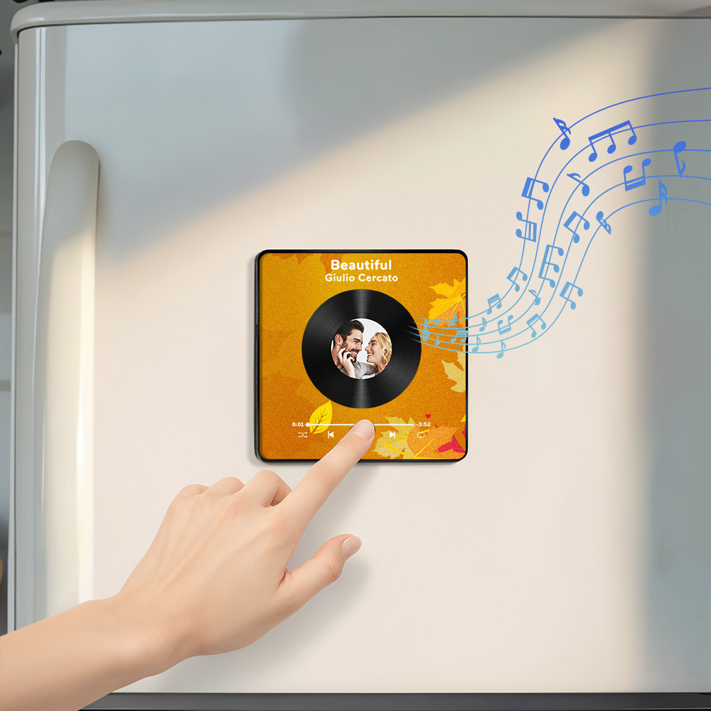 Personalisierter Fotoalbum-kühlschrankmagnet, Musik-wand-fotoaufkleber, Musikbewegung, Die Ohne Handy Abgespielt Werden Kann, Musik-kühlschrankmagnet, Pro Kann Lieder Abspielen, Weihnachtsgeschenk Für Sie - DePhotoBoxer