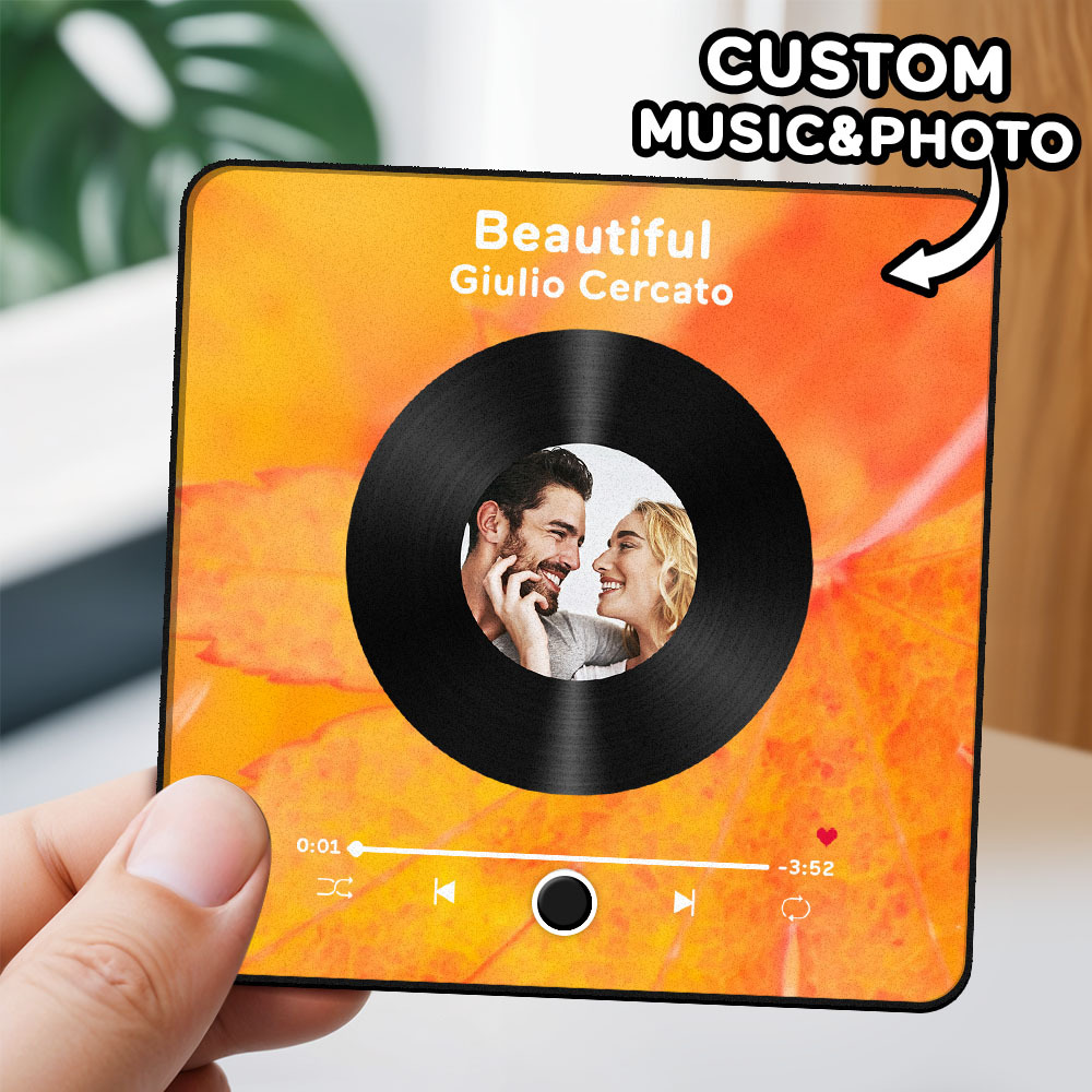 Personalisierter Fotoalbum-kühlschrankmagnet, Musik-wand-fotoaufkleber, Musikbewegung, Die Ohne Handy Abgespielt Werden Kann, Musik-kühlschrankmagnet, Pro Kann Lieder Abspielen, Weihnachtsgeschenk Für Sie - DePhotoBoxer