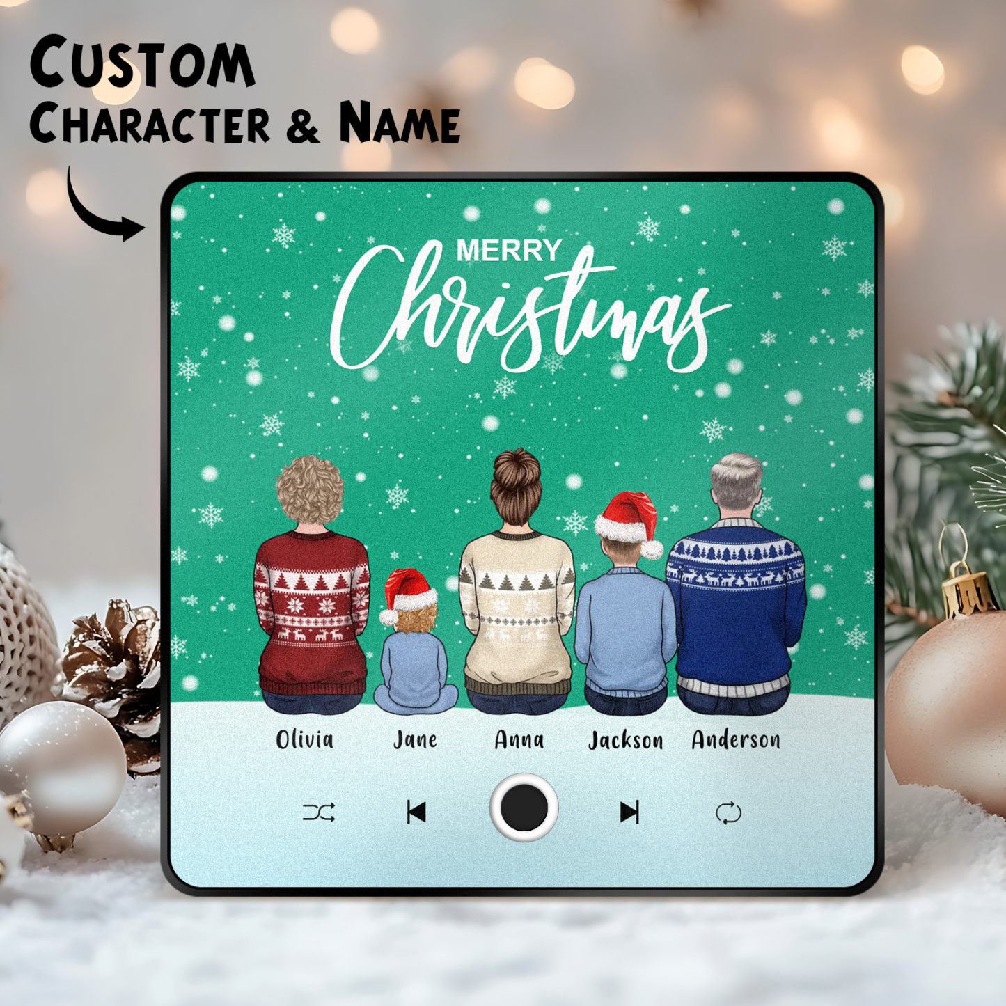 Benutzerdefiniertes Familienporträt, Personalisierter Musik-kühlschrankmagnet, Frohe Weihnachten, Individuelle Musikmagnete Können Lieder Abspielen, Weihnachtsgeschenk, Familiengeschenke - DePhotoBoxer