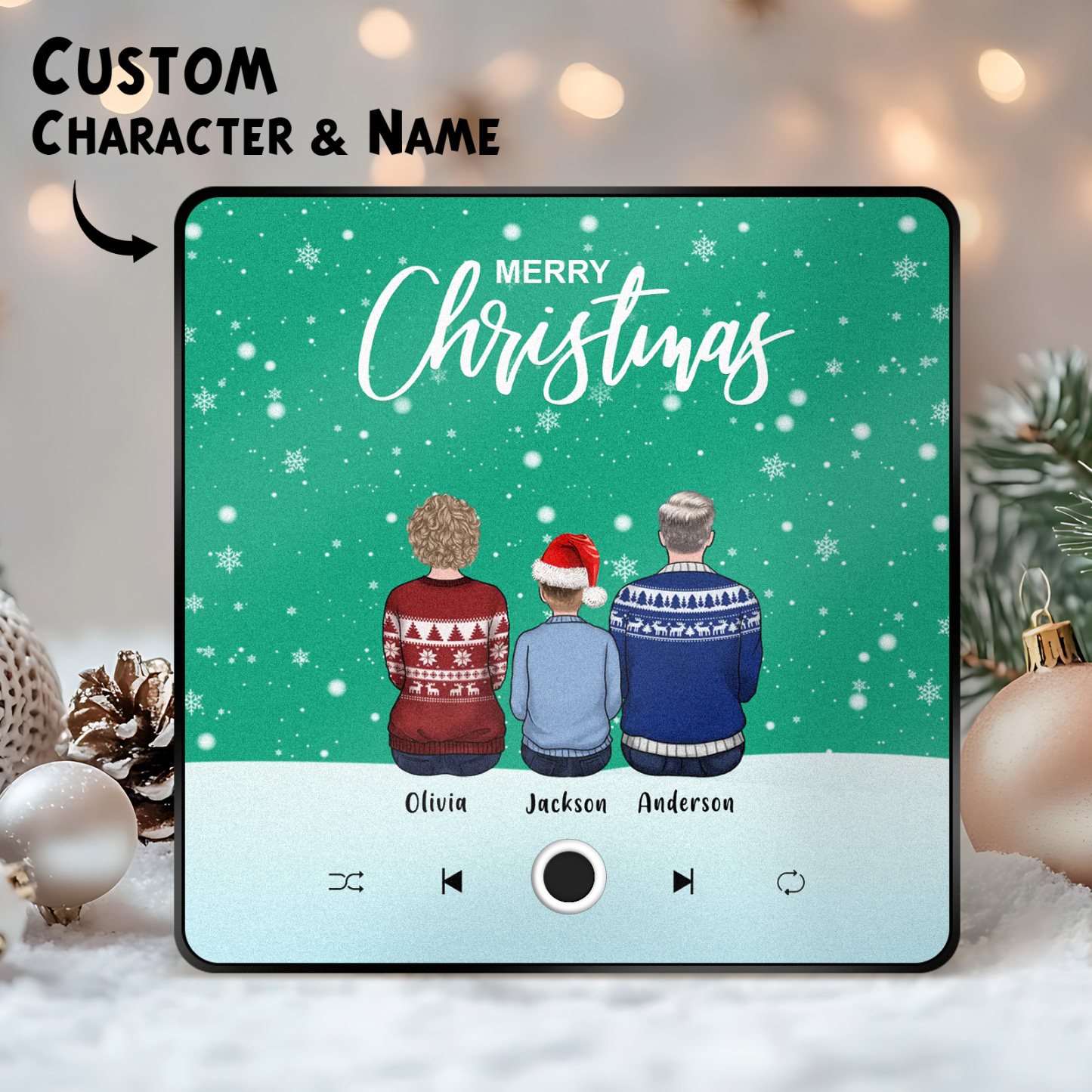 Benutzerdefiniertes Familienporträt, Personalisierter Musik-kühlschrankmagnet, Frohe Weihnachten, Individuelle Musikmagnete Können Lieder Abspielen, Weihnachtsgeschenk, Familiengeschenke - DePhotoBoxer