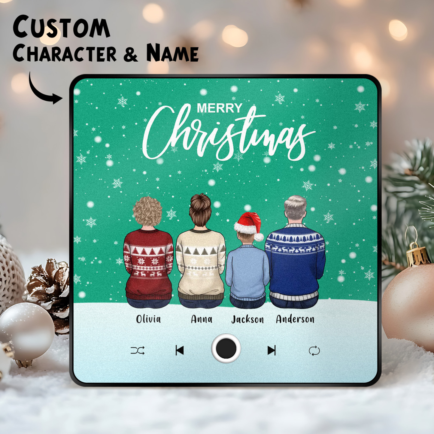 Benutzerdefiniertes Familienporträt, Personalisierter Musik-kühlschrankmagnet, Frohe Weihnachten, Individuelle Musikmagnete Können Lieder Abspielen, Weihnachtsgeschenk, Familiengeschenke - DePhotoBoxer