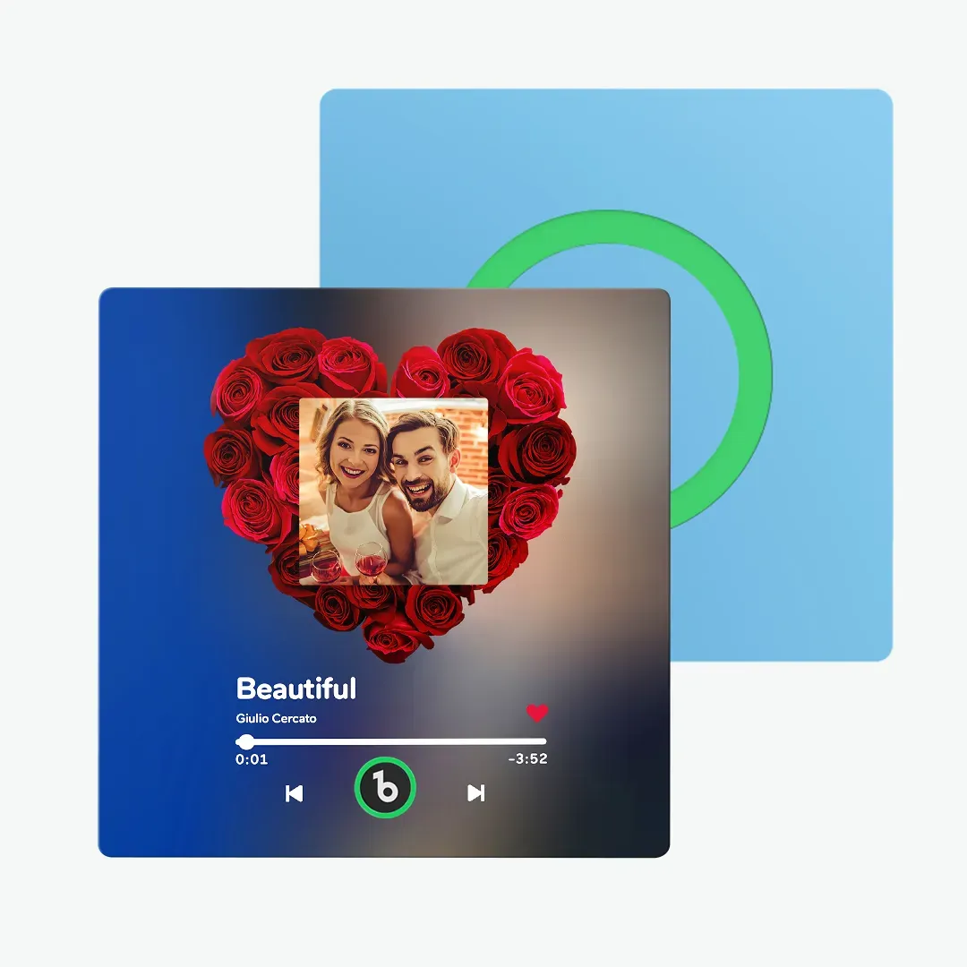 Personalisierter Rosenmusik-kühlschrankmagnet, Personalisierter Musik-kühlschrankmagnet Mit Buntem Rahmen, Jubiläumsgeschenk - DePhotoBoxer