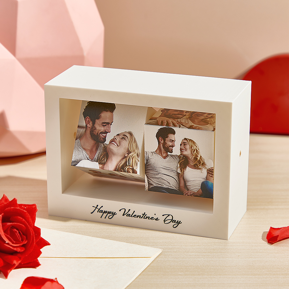 Personalisierter Fotorahmen, Drehbarer Fotowürfelständer, Valentinstagsgeschenke Für Sie - DePhotoBoxer