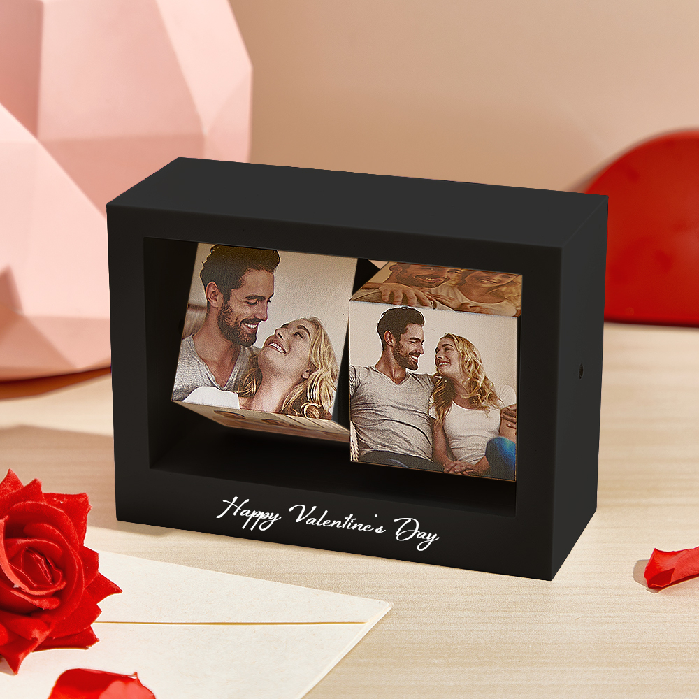 Personalisierter Fotorahmen, Drehbarer Fotowürfelständer, Valentinstagsgeschenke Für Sie - DePhotoBoxer