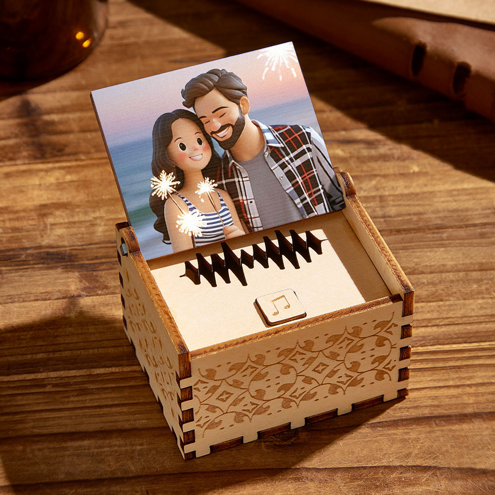 Benutzerdefinierte Digitale Spieluhr Jede Liedmelodie Oder Stimme Personalisierte Foto-spieluhr Aus Holz Mit Text Jubiläumsgeschenke - DePhotoBoxer