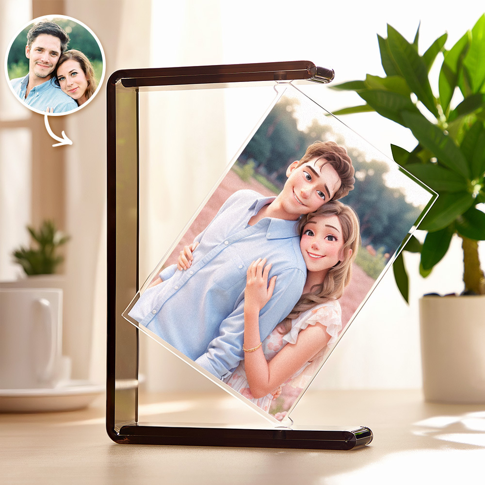 Personalisierter Bilderrahmen Im Cartoon-stil Als Geschenk Für Paare