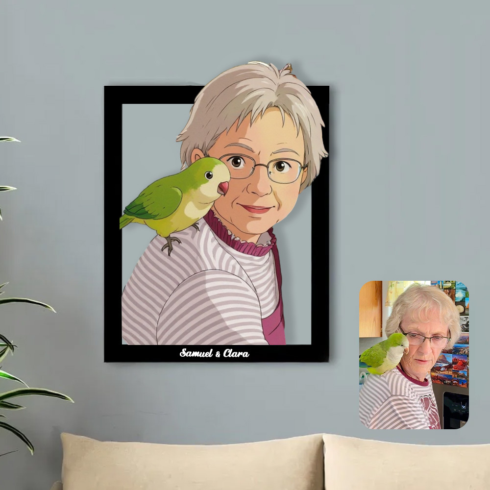 Personalisierter Ghibli Portraitrahmen Hochzeitstag Weihnachten Paar Geschenk - DePhotoBoxer