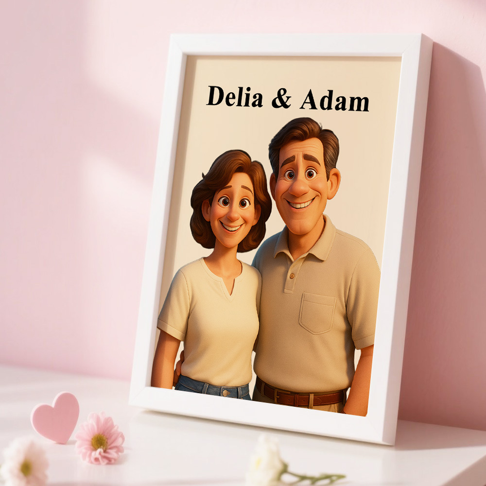 Personalisierter Cartoon Portraitrahmen Geschenk Für Sie Jahrestagsgeschenk Personalisiertes Geschenk Für Paare