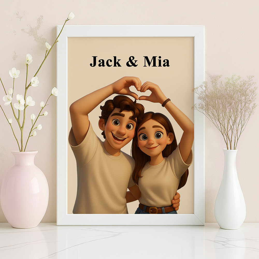 Personalisierter Cartoon Portraitrahmen Geschenk Für Sie Jahrestagsgeschenk Personalisiertes Geschenk Für Paare