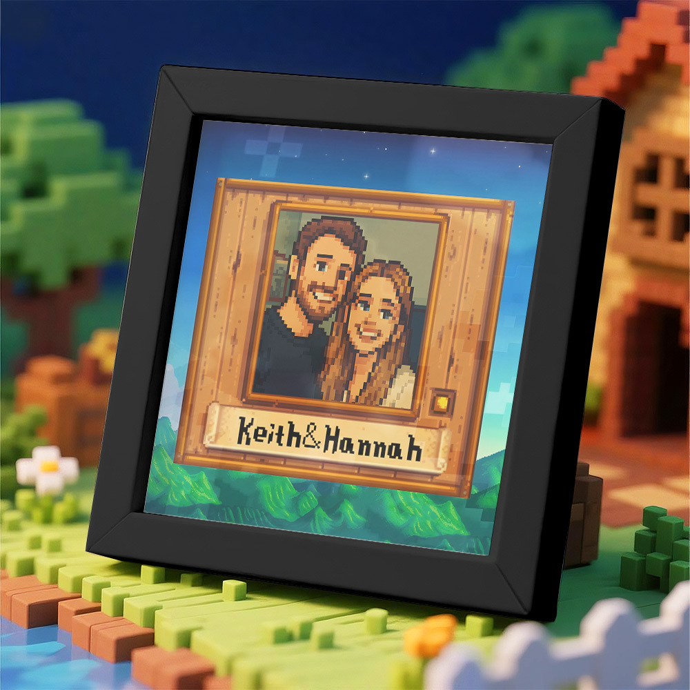 Personalisierter Pixel Art Fotorahmen, Personalisiertes Paarportrait - DePhotoBoxer