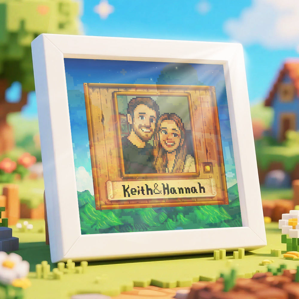 Personalisierter Pixel Art Fotorahmen, Personalisiertes Paarportrait - DePhotoBoxer