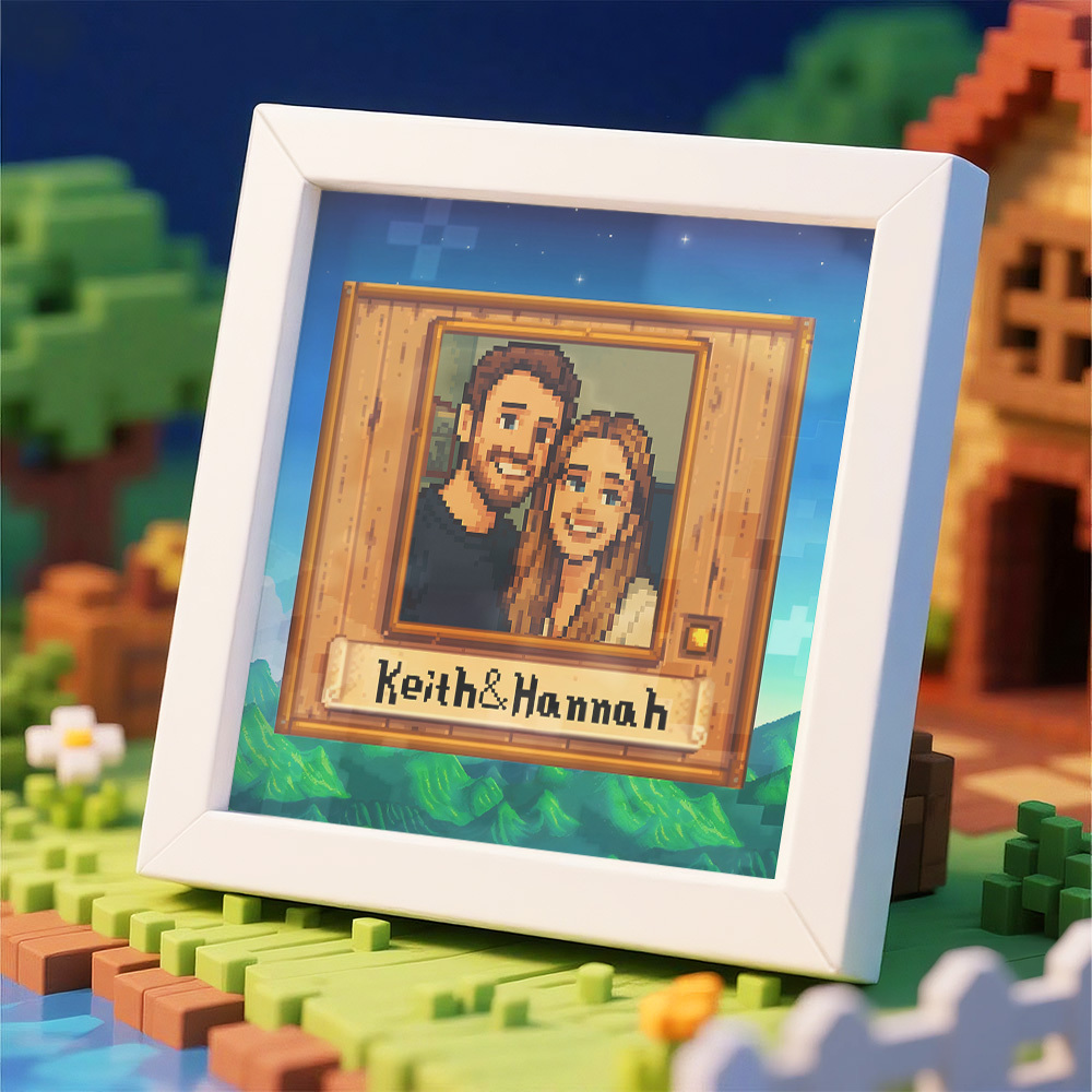 Personalisierter Pixel Art Fotorahmen, Personalisiertes Paarportrait - DePhotoBoxer