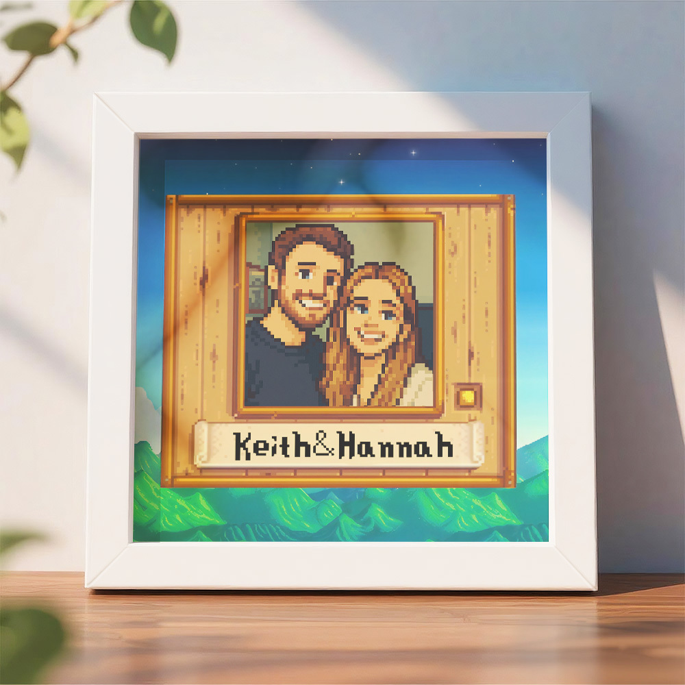Personalisierter Pixel Art Fotorahmen, Personalisiertes Paarportrait - DePhotoBoxer