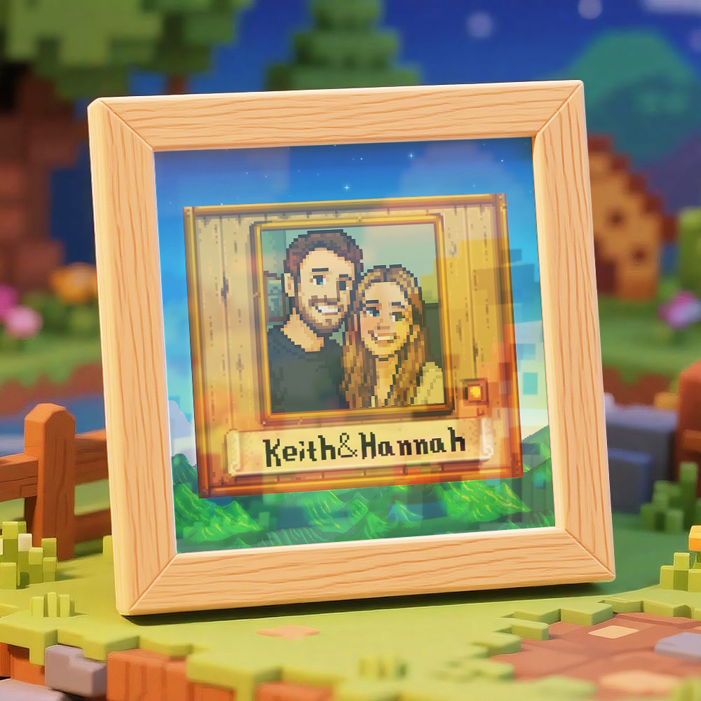 Personalisierter Pixel Art Fotorahmen, Personalisiertes Paarportrait - DePhotoBoxer