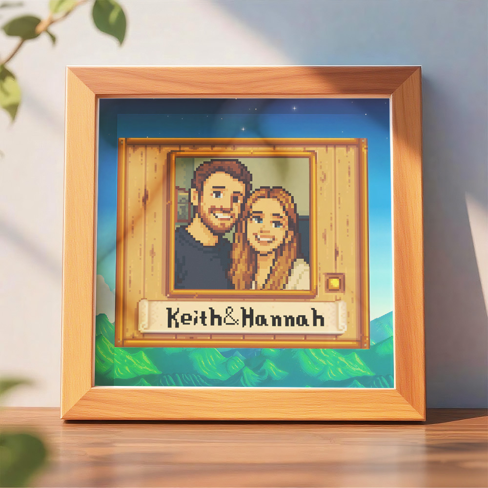 Personalisierter Pixel Art Fotorahmen, Personalisiertes Paarportrait - DePhotoBoxer