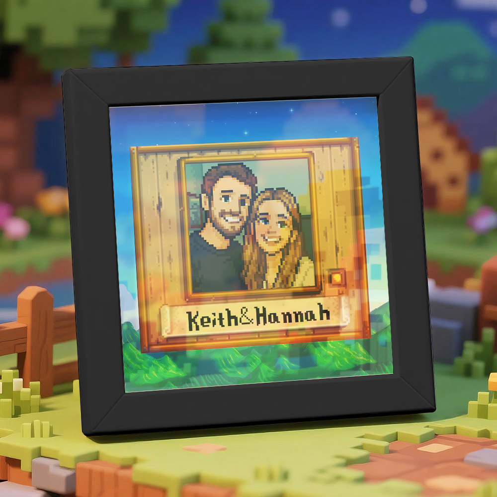 Personalisierter Pixel Art Fotorahmen, Personalisiertes Paarportrait - DePhotoBoxer