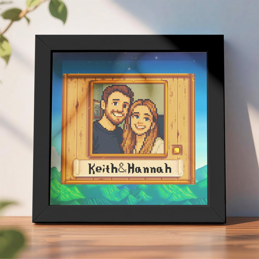 Personalisierter Pixel Art Fotorahmen, Personalisiertes Paarportrait - DePhotoBoxer