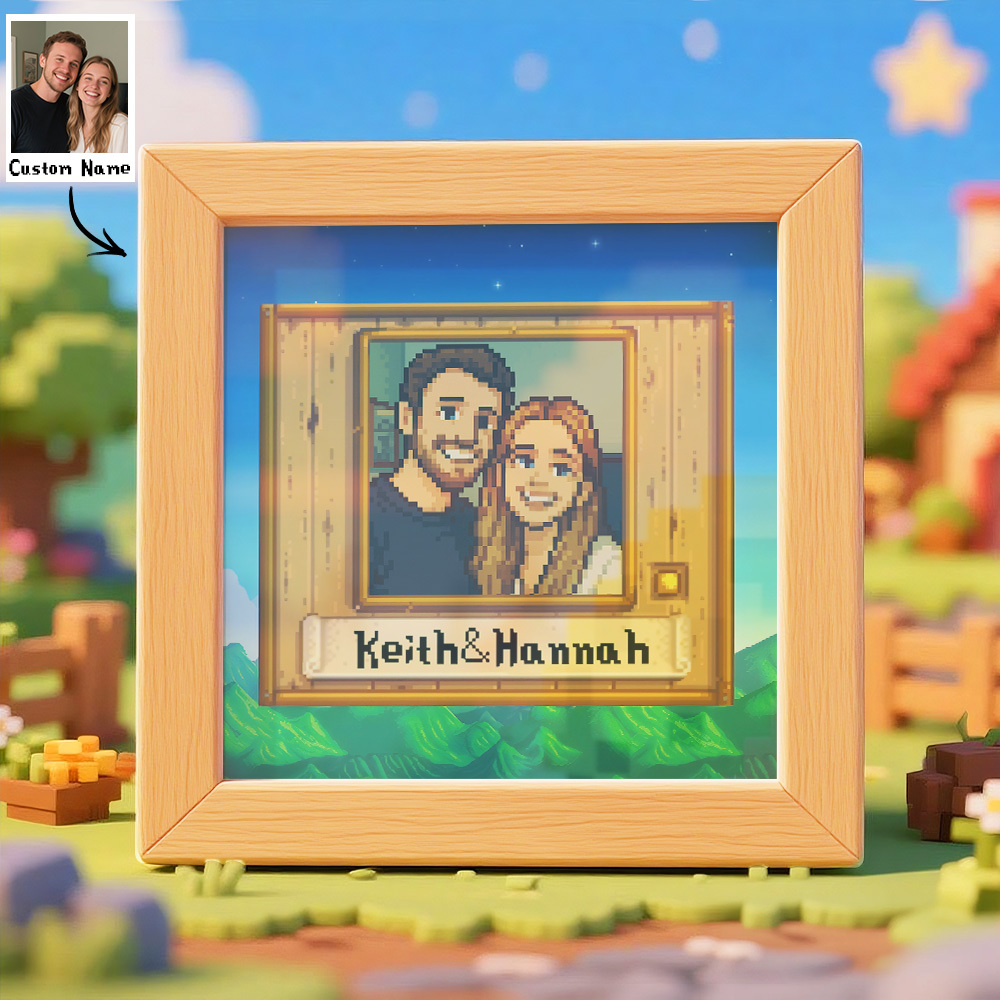 Personalisierter Pixel Art Fotorahmen, Personalisiertes Paarportrait - DePhotoBoxer