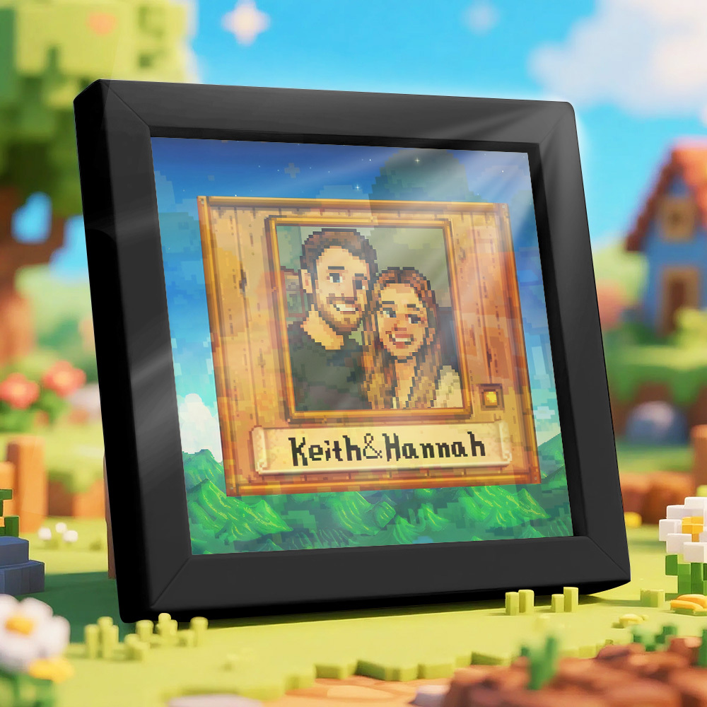 Personalisierter Pixel Art Fotorahmen, Personalisiertes Paarportrait