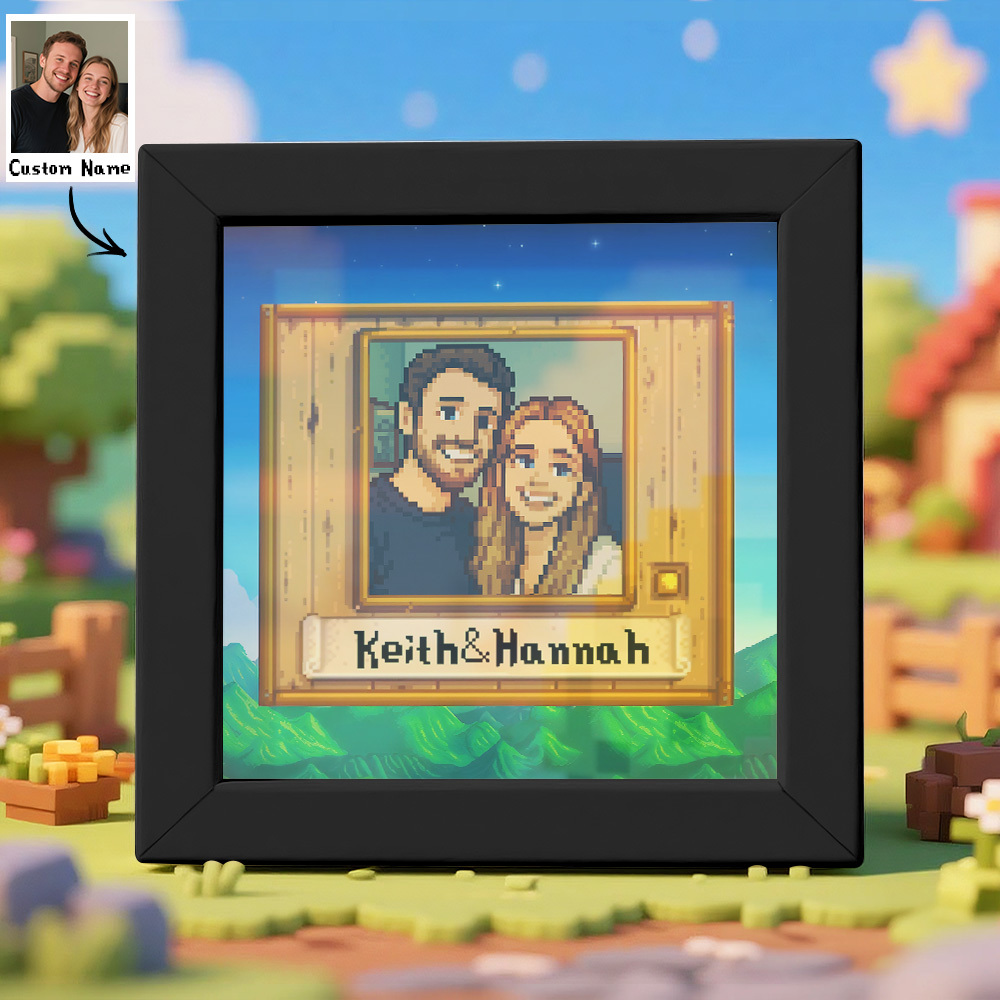 Personalisierter Pixel Art Fotorahmen, Personalisiertes Paarportrait - DePhotoBoxer