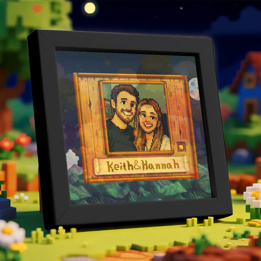 Personalisierter Pixel Art Fotorahmen, Personalisiertes Paarportrait - DePhotoBoxer