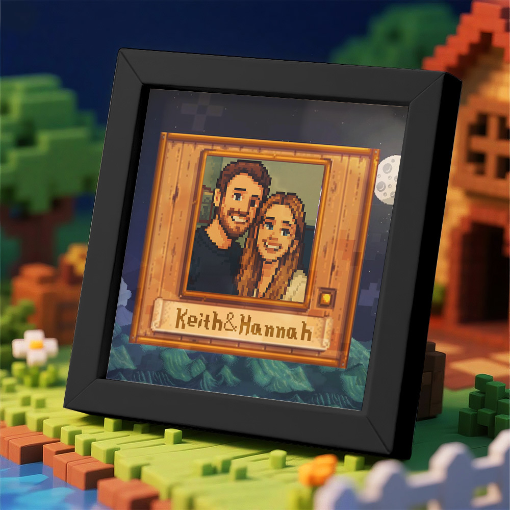 Personalisierter Pixel Art Fotorahmen, Personalisiertes Paarportrait - DePhotoBoxer