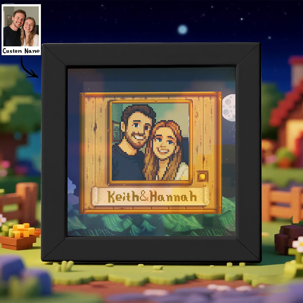 Personalisierter Pixel Art Fotorahmen, Personalisiertes Paarportrait - DePhotoBoxer
