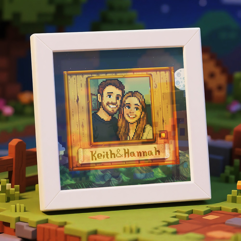 Personalisierter Pixel Art Fotorahmen, Personalisiertes Paarportrait - DePhotoBoxer